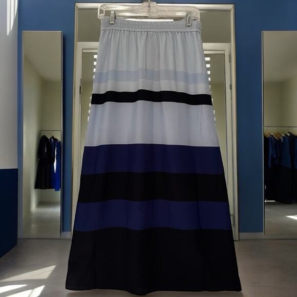 NEW FORENZA Colorblock Striped Drawstring Waist Maxi Skirt Blue NWT - Picture 2 of 15